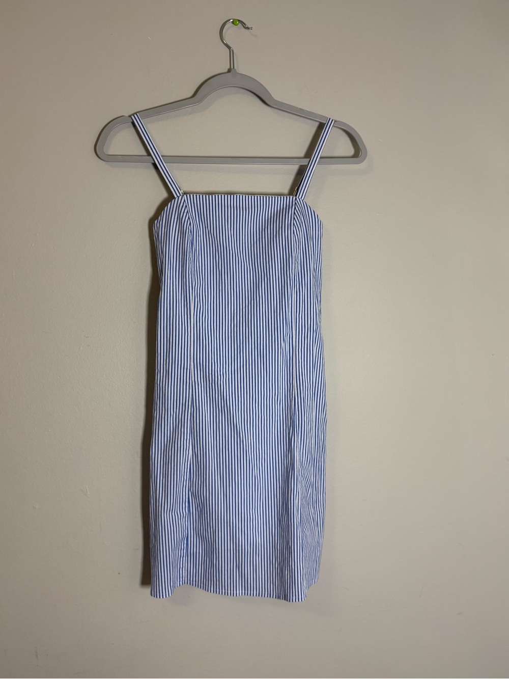 A&F Striped Light Blue Square-Neck Mini Dress - Picture 3 of 7